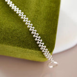 2mm 925 Silver Beads Bracelet Hand-Woven Jewelry for Women