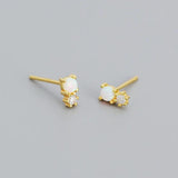 925 Silver Opal Zircon Pearl Stud Earrings