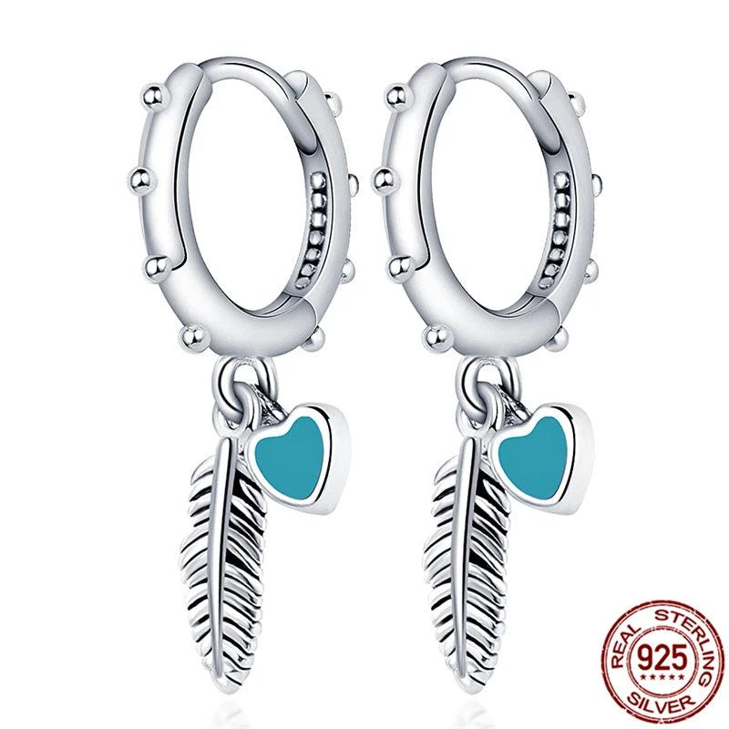 925 Sterling Silver Heart Zircon Earrings, Birthday Gift for Girls