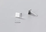 Real. 925 Sterling Silver Matt Triangle Pyramid Stud Earrings
