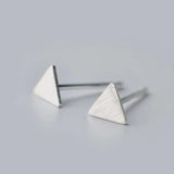 Real. 925 Sterling Silver Matt Triangle Pyramid Stud Earrings