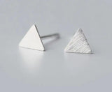 Real. 925 Sterling Silver Matt Triangle Pyramid Stud Earrings