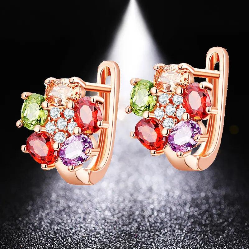 Colorful Rose Earrings Sweet Flower Jewelry Gift for Girl