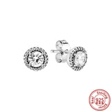 925 Silver Daisy Snowflake Zircon Stud Earrings Women Jewelry