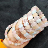Natural Morganite Stone Beads Bracelet Gemstone Bangle for Woman Gift