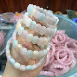 Natural Morganite Stone Beads Bracelet Gemstone Bangle for Woman Gift
