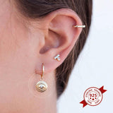 925 Silver Evil Eye Hoops Earrings Crystal Geometric Cross Pendant
