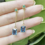 925 Silver CZ Zircon Drop Earrings Sapphire Crystal