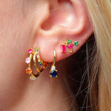 925 Silver CZ Zircon Drop Earrings Sapphire Crystal