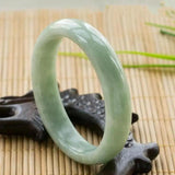 Hand-Carved Natural Green Jade Bangle Bracelet Lucky Amulet