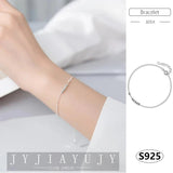 Sterling Silver S925 Bracelet 3mm Round Beads Women Jewelry