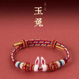 Hand-woven Red Rope Rabbit Ears Bracelet Chinese Antique Couple Handstring