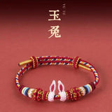 Hand-woven Red Rope Rabbit Ears Bracelet Chinese Antique Couple Handstring