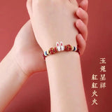 Hand-woven Red Rope Rabbit Ears Bracelet Chinese Antique Couple Handstring