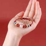 Hand-woven Red Rope Rabbit Ears Bracelet Chinese Antique Couple Handstring
