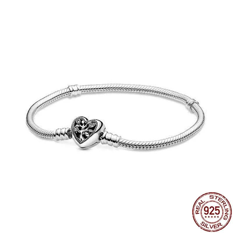 925 Silver Heart Snake Bone Bracelet for DIY Jewelry Making