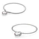 925 Silver Snake Chain Bracelet Bangle with Lock Charm