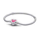 925 Sterling Silver Stitch Bracelet Castle Heart Fit Original Charm Jewelry