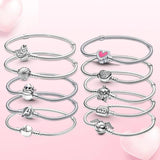 925 Sterling Silver Heart Stitch Bracelet for Women