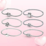 925 Sterling Silver Heart Stitch Bracelet for Women