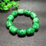 Men's Natural Jade Beaded Bracelet Emerald Jades Stone Bangle