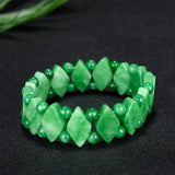 Men's Natural Jade Beaded Bracelet Emerald Jades Stone Bangle