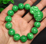 Men's Natural Jade Beaded Bracelet Emerald Jades Stone Bangle