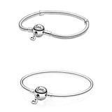 Snake Link Heart Clasp Bangle 925 Silver Bracelet Women Jewelry