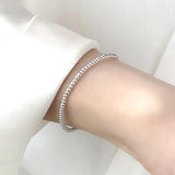 925 Sterling Silver 2mm Beads Bracelet for Women