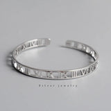 925 Silver Sweet Bangle Roman Numerals Open Bangle for Women