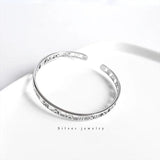 925 Silver Sweet Bangle Roman Numerals Open Bangle for Women