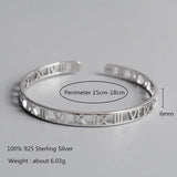 925 Silver Sweet Bangle Roman Numerals Open Bangle for Women