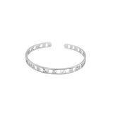 925 Silver Sweet Bangle Roman Numerals Open Bangle for Women