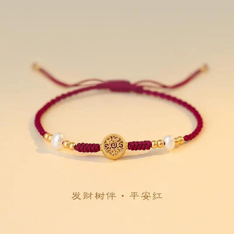 Animal Year Transfer Pearl Red Hand Rope Bracelet for Women