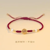 Animal Year Transfer Pearl Red Hand Rope Bracelet for Women