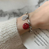 925 Silver Chain Bracelet with Strawberry Zircon