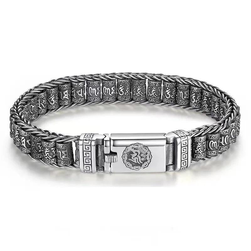 Lucky Buddhist Sutra Bracelet for Men Retro Six-Word Spell Accessories