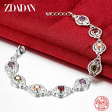 925 Silver Crystal Charm Bracelet Bangle Women