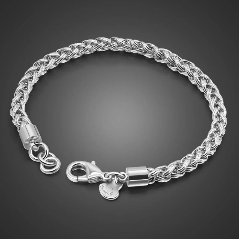Men's 5MM Solid 925 Silver Bracelet Vintage Silver Boy /Man Jewelry Gift