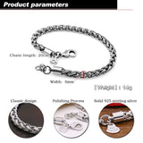 Men's 5MM Solid 925 Silver Bracelet Vintage Silver Boy /Man Jewelry Gift