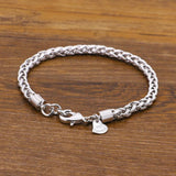 Men's 5MM Solid 925 Silver Bracelet Vintage Silver Boy /Man Jewelry Gift