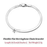 925 Silver Herringbone Chain Bracelet Italian Jewelry