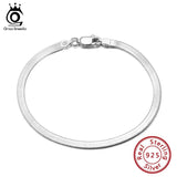925 Silver Herringbone Chain Bracelet Italian Jewelry