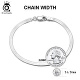 925 Silver Herringbone Chain Bracelet Italian Jewelry