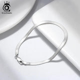925 Silver Herringbone Chain Bracelet Italian Jewelry