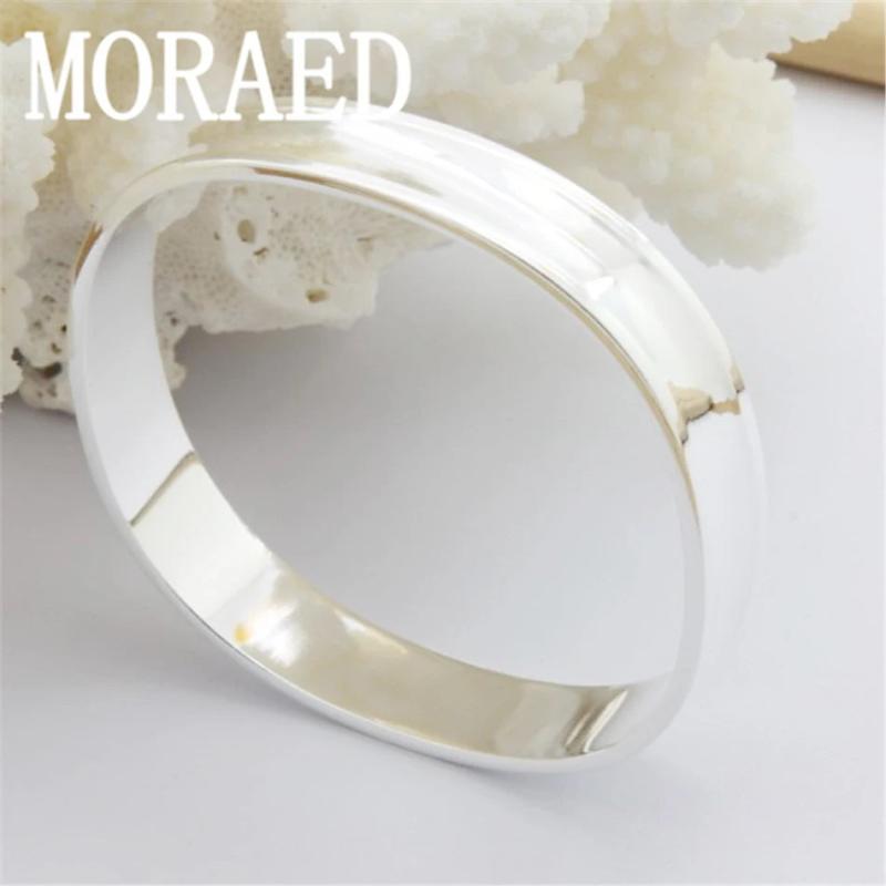 925 Silver Smooth Solid Bracelet Bangles Women Men Charm Party Jewelry