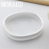 925 Silver Smooth Solid Bracelet Bangles Women Men Charm Party Jewelry
