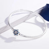 Crystalized Snowflake Clasp Bracelet Bangle 925 Silver Charm Jewelry