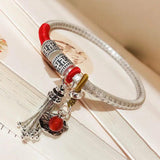 999 Silver Heart Sutra Bracelet Retro Chinese Hand Ornaments
