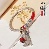 999 Silver Heart Sutra Bracelet Retro Chinese Hand Ornaments